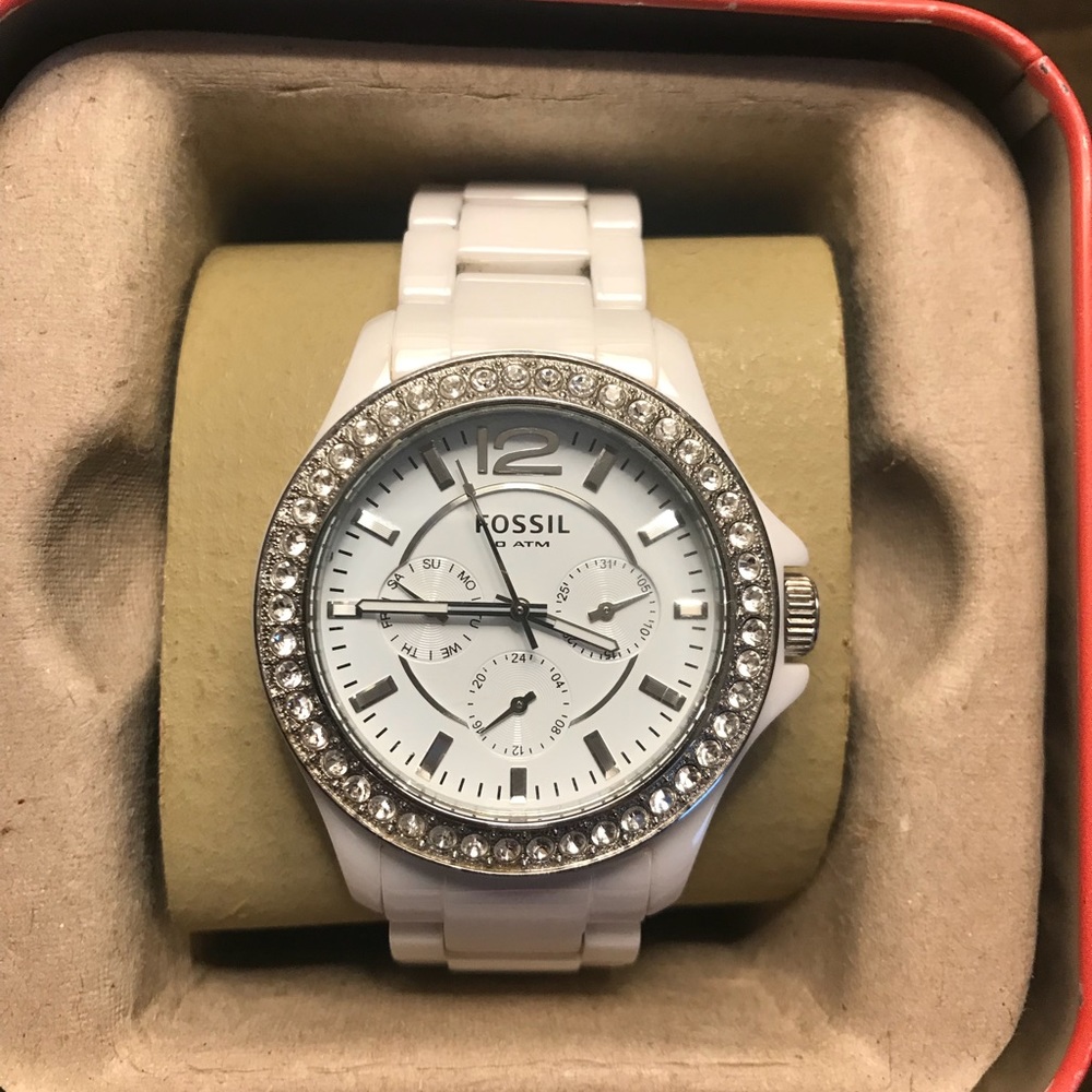 Fossil white ceramic watch